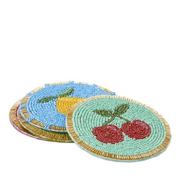 Adairs Green Fiesta Fruit Beaded Coasters Pack of 4