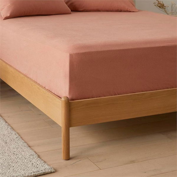 Adairs Flannelette Clay Plain Dye Fitted Sheet - Orange (Orange King Single)
