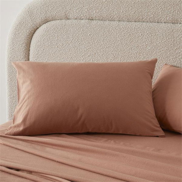 Adairs Flannelette Clay Plain Dye Pillowcases - Orange (Orange Standard Pillowcase Pair)