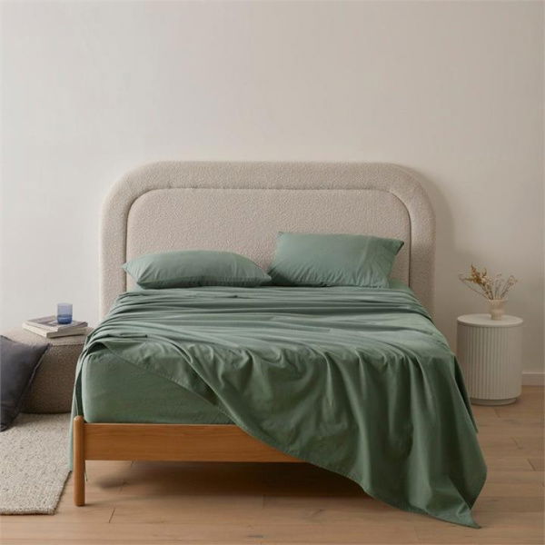 Adairs Flannelette Cypress Plain Dye Sheet Set - Green (Green King Single)