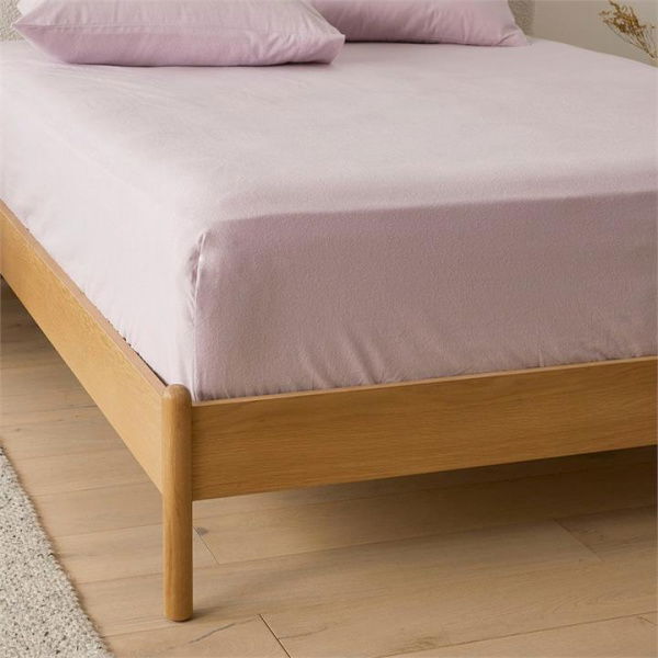 Adairs Flannelette Lilac Plain Dye Fitted Sheet - Purple (Purple Double)