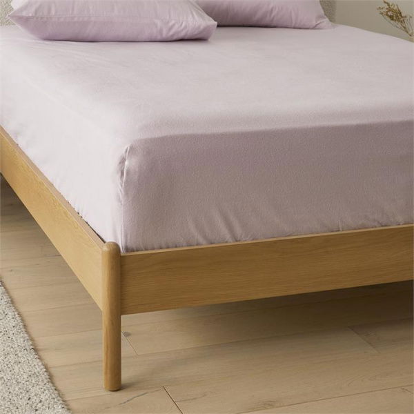 Adairs Flannelette Lilac Plain Dye Fitted Sheet - Purple (Purple Single)
