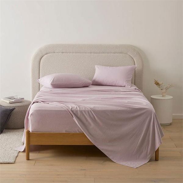 Adairs Flannelette Lilac Plain Dye Sheet Set - Purple (Purple Queen Extra Depth)