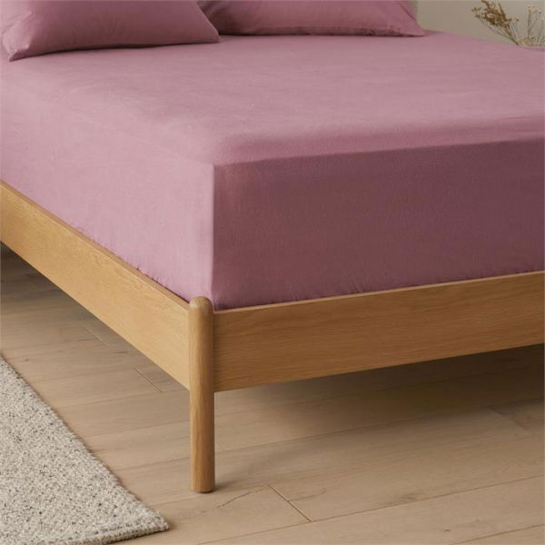 Adairs Flannelette Mauve Plain Dye Fitted Sheet - Purple (Purple King Single)