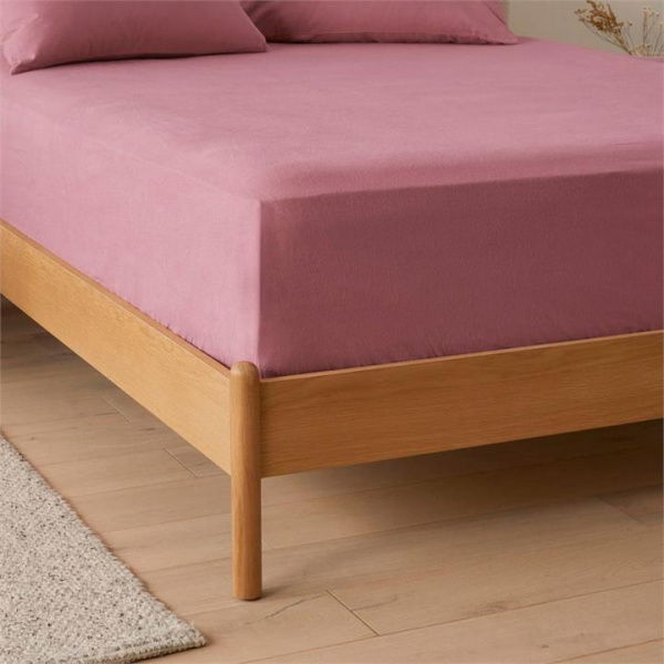 Adairs Flannelette Mauve Plain Dye Fitted Sheet - Purple (Purple King)