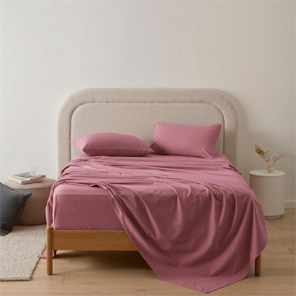 Adairs Flannelette Mauve Plain Dye Sheet Set - Purple (Purple Double)