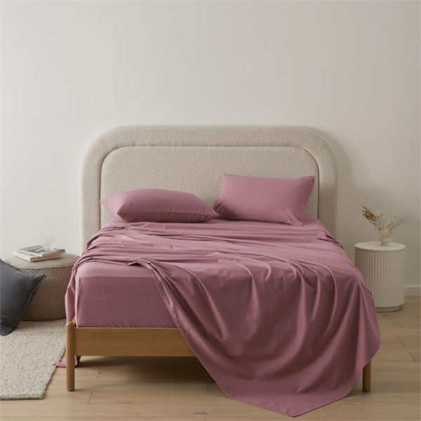 Adairs Flannelette Mauve Plain Dye Sheet Set - Purple (Purple King)