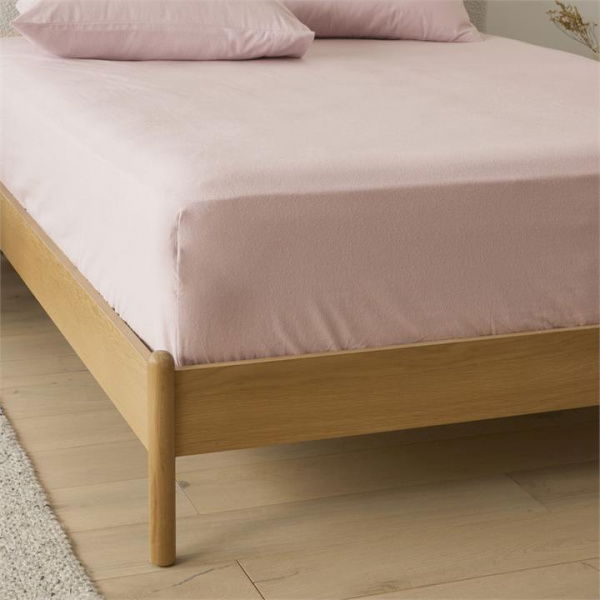 Adairs Flannelette Pink Plain Dye Fitted Sheet (Pink Queen)