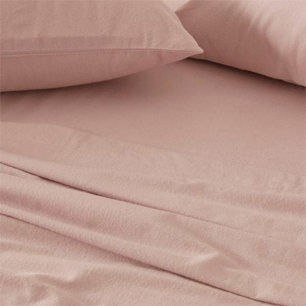 Adairs Flannelette Pink Plain Dye Sheet Set (Pink King Extra Depth)