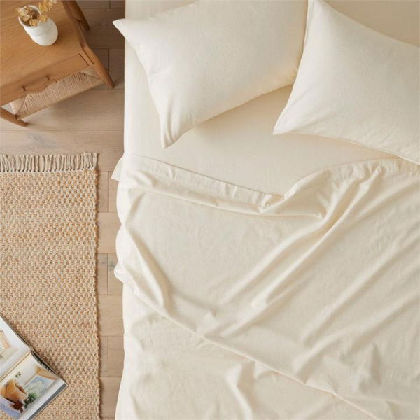 Adairs Flannelette Plain Natural Sheet Set (Natural Double)