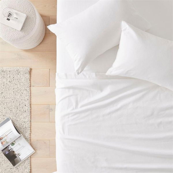 Adairs Flannelette Plain White Sheet Set (White Double)