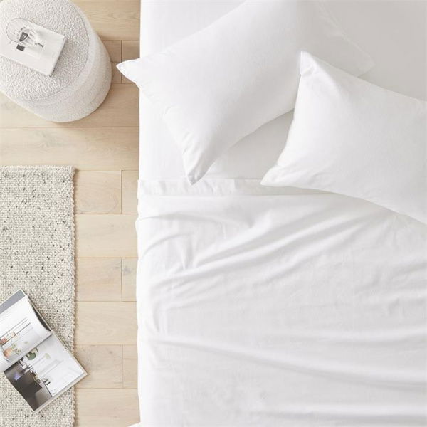 Adairs Flannelette Plain White Sheet Set (White King Extra Depth)