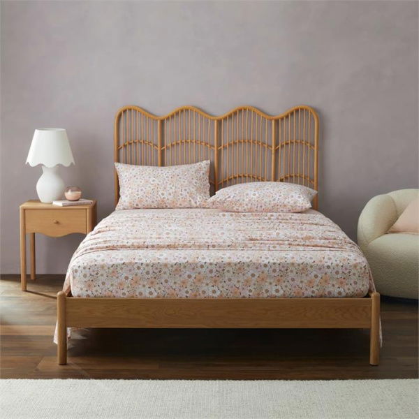 Adairs Flannelette Printed Daisy Fields Pink Sheet Set (Pink King)