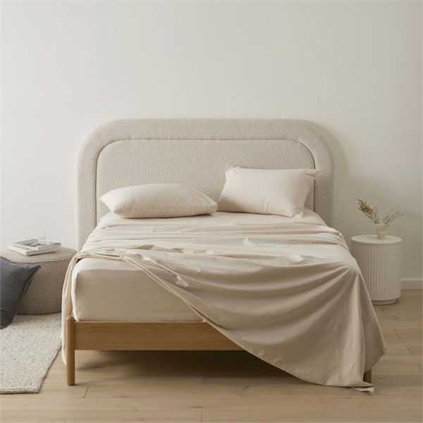 Adairs Flannelette Sand Plain Dye Sheet Set - Natural (Natural King)