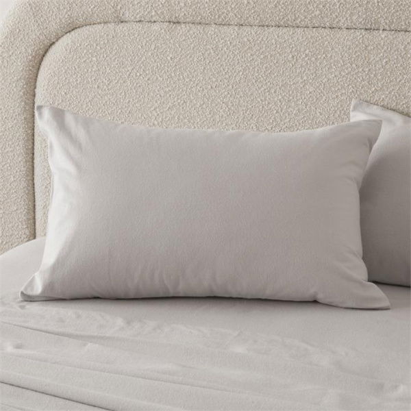Adairs Flannelette Silver Plain Dye Pillowcases - Grey (Grey Standard Pillowcase Pair)