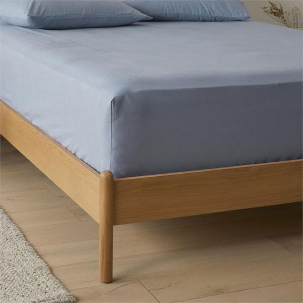 Adairs Flannelette Steel Blue Plain Dye Fitted Sheet (Blue King)