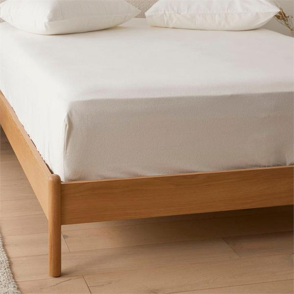 Adairs Flannelette White Plain Dye Fitted Sheet (White Double)
