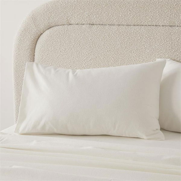 Adairs Flannelette White Plain Dye Pillowcases (White Standard Pillowcase Pair)