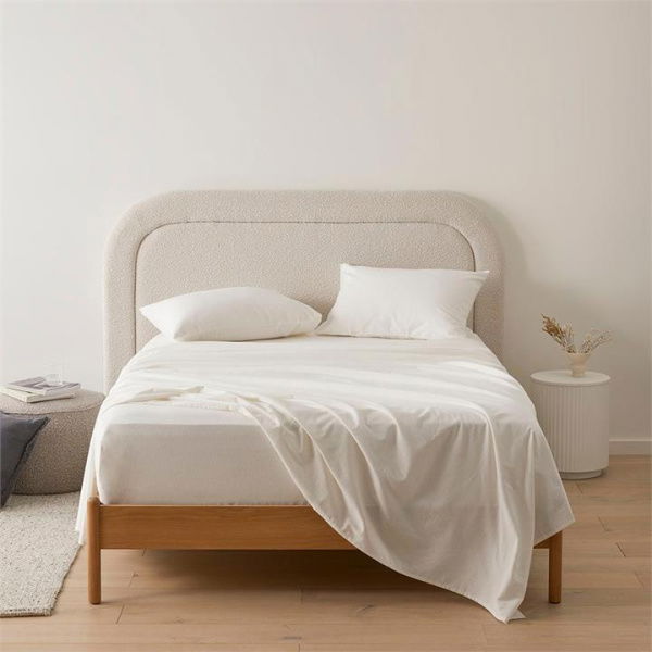 Adairs Flannelette White Plain Dye Sheet Set (White Queen Extra Depth)