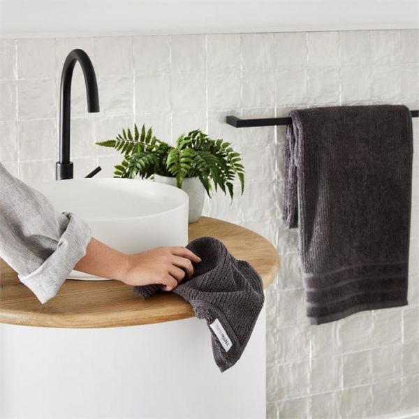 Adairs Coal Black Flinders Egyptian Bath Towel