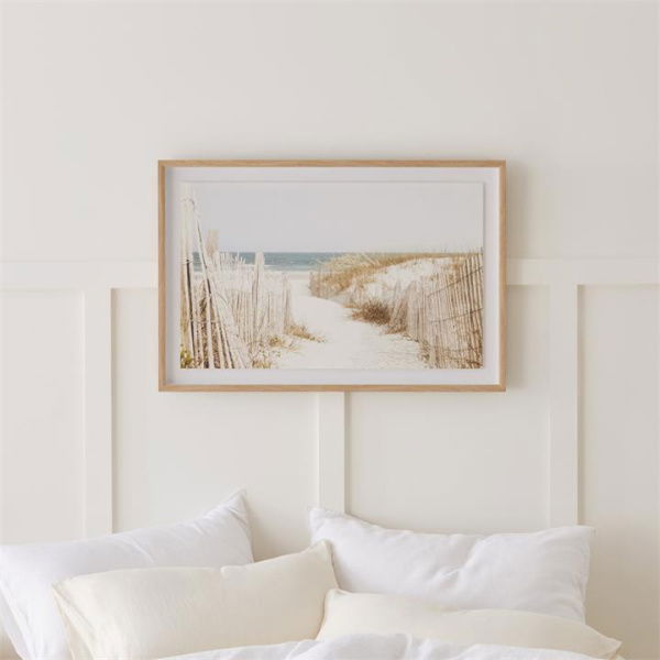 Adairs Natural Wall Art Flinders Framed Beach Walk Wall Art Natural