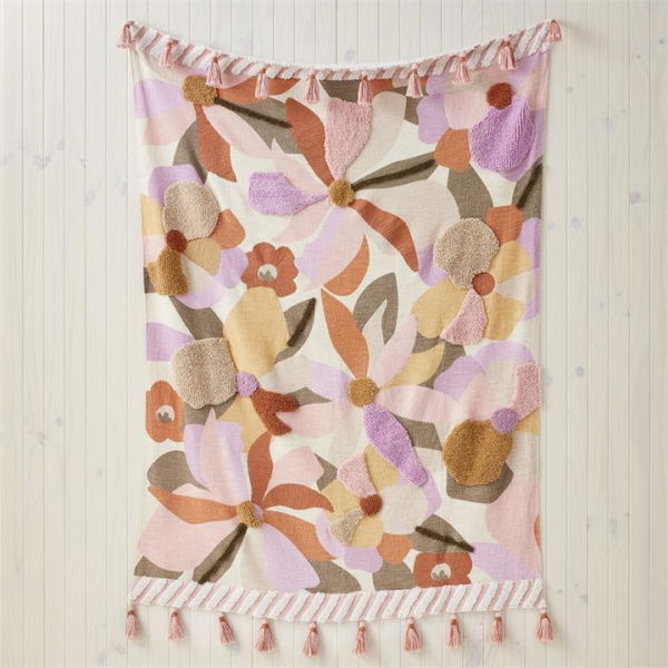 Adairs Pink Floral Life Tufted Throw