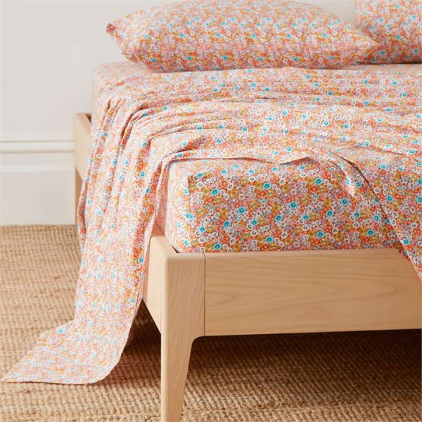 Adairs Orange Flower Field Tangerine Printed King Sheet Set