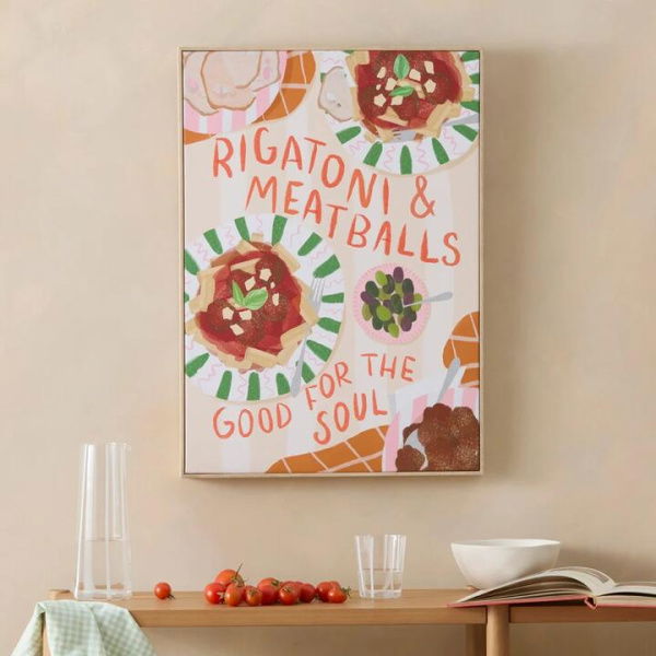 Adairs Foodies Rigattoni Wall Art - Orange (Orange Wall Art)