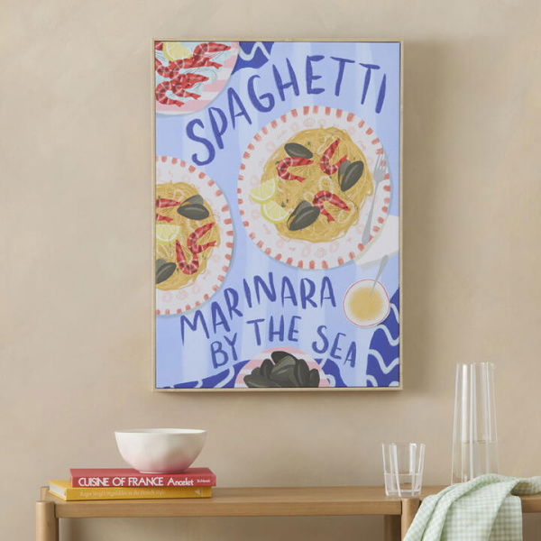 Adairs Foodies Spaghetti Wall Art - Blue (Blue Wall Art)