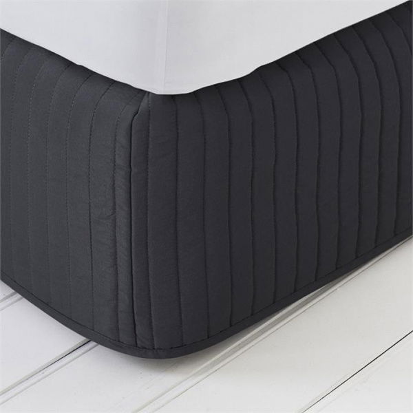 Adairs Black Double Fresh Coal Quilted Microfibre Valance Black