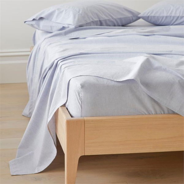 Adairs Blue Double Fresh Yarn Dyed Blue Marle Sheet Set