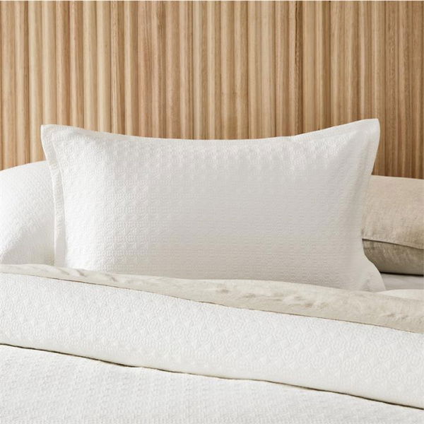 Adairs Freya Matelasse White Pillowcases (White European Pillowcase Each)