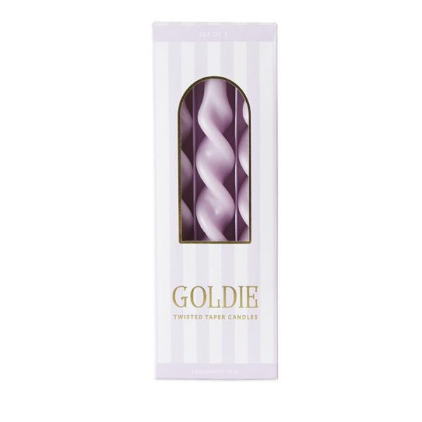 Adairs Purple Candle Goldie Lilac Taper Candles 3 Pack Purple