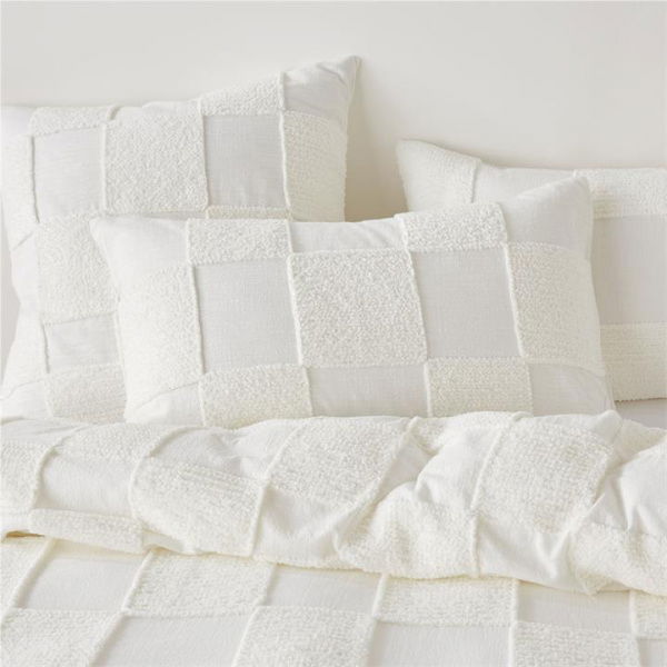 Adairs Hana Tufted White Pillowcase (White King Pillowcase Each)