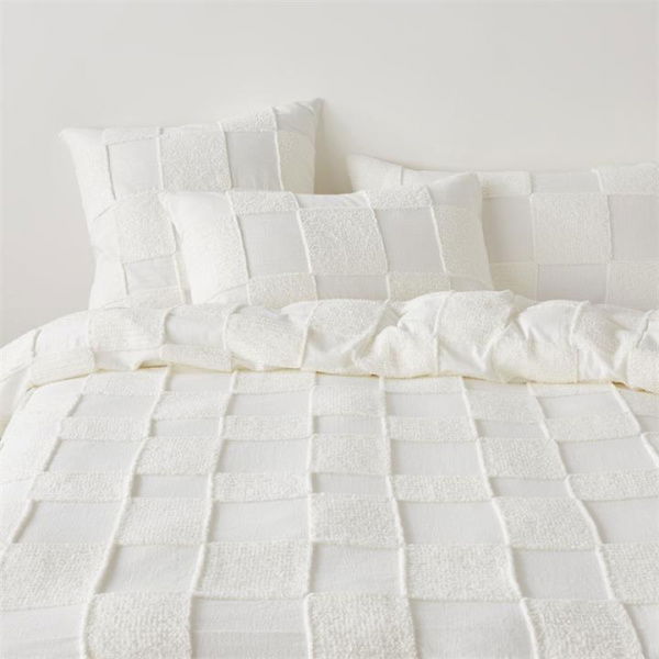 Adairs White King Hana Tufted White Quilt Cover