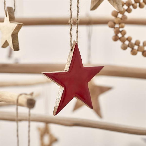 Adairs Red Ornament Hanging Red Timber Star