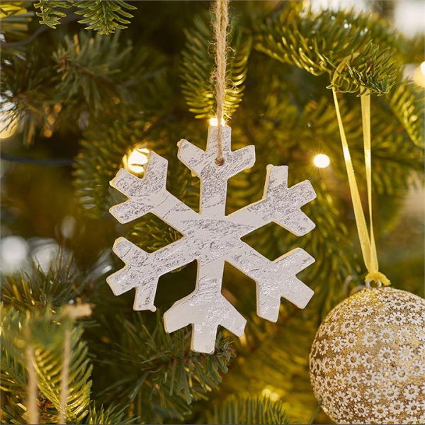 Adairs Silver Ornament Hanging Silver Timber Snowflake