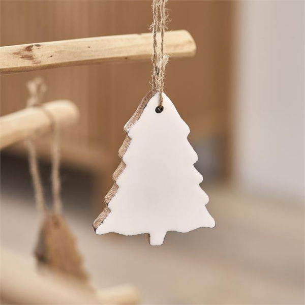 Adairs Natural Ornament Hanging White Timber Christmas Tree