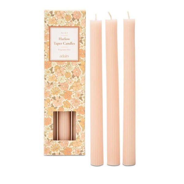 Adairs Natural Set of 3 Harlow Taper Nude Candle Set of 3 Natural