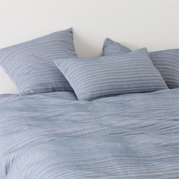 Adairs Blue Double Hayman Chambray Quilted Quilt Cover Set Blue