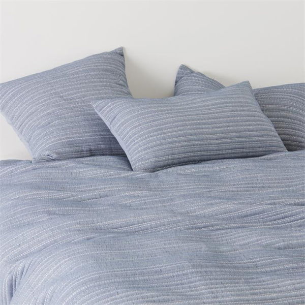 Adairs Blue Hayman Chambray King Quilted Quilt Cover Set