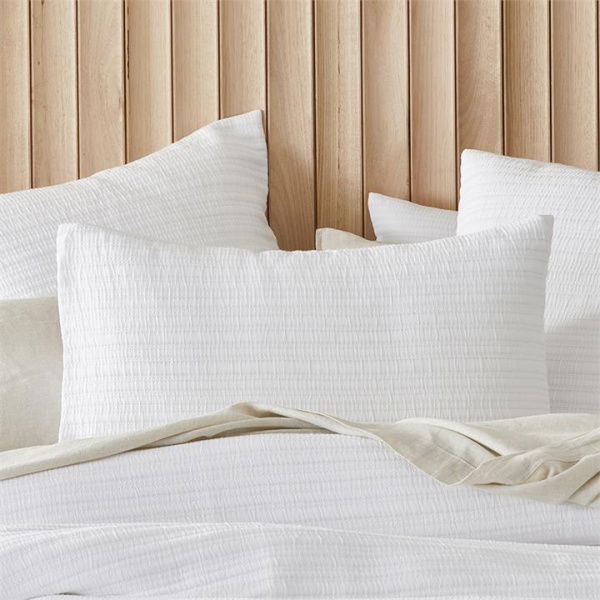 Adairs Hayman White Quilted Pillowcases (White Standard Pillowcase Pair)