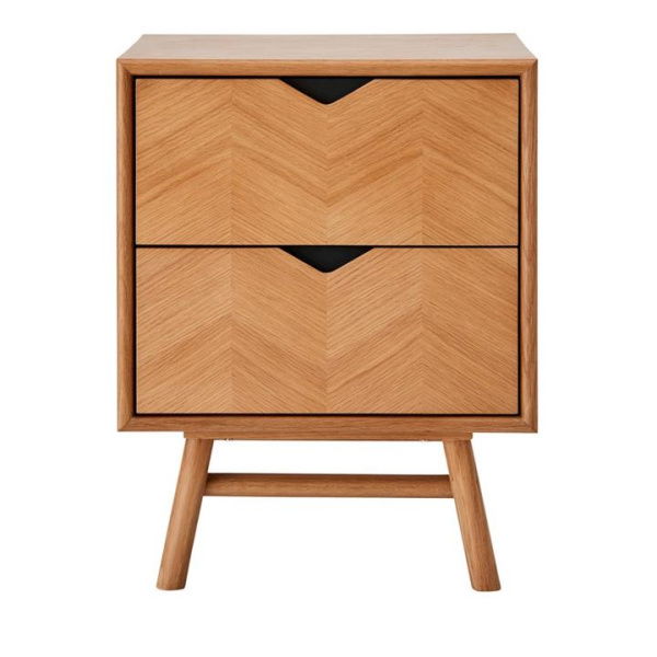 Adairs Natural 2 Drawer Bedside Table Helsinki Furniture Collection Bedside