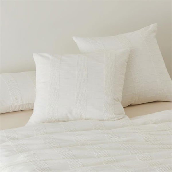 Adairs White European Pillowcase Each Hervey Off White Pillowcase