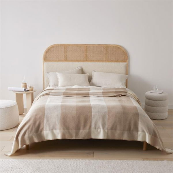 Adairs Holland Latte Wool Blanket - Natural (Natural Blanket)