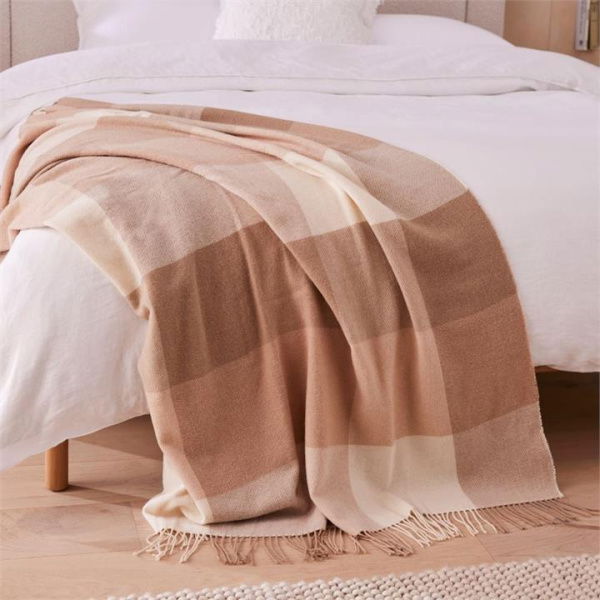 Adairs Holland Latte Wool Throw - Natural (Natural Throw)