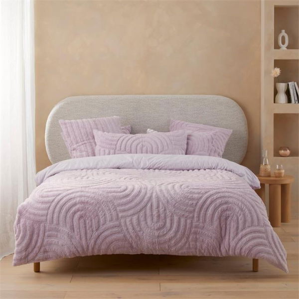 Adairs Horizon Faux Fur Lilac Hint Quilt Cover - Purple (Purple Double)