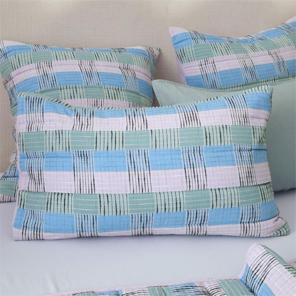 Adairs Indie Lilac Check Quilted Pillowcases - Purple (Purple European Pillowcase Each)