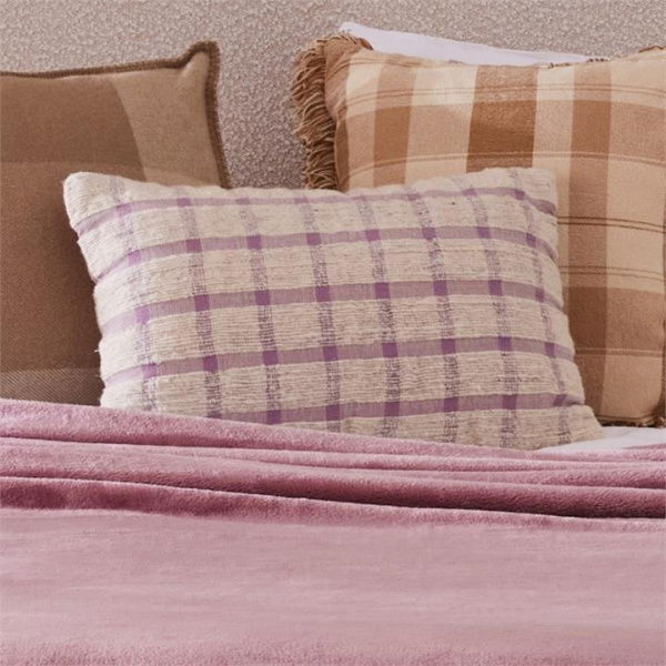 Adairs Izamal Elderberry Check Cushion - Natural (Natural Cushion)