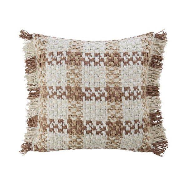 Adairs Jakarta Neutrals Check Cushion - Natural (Natural Cushion)